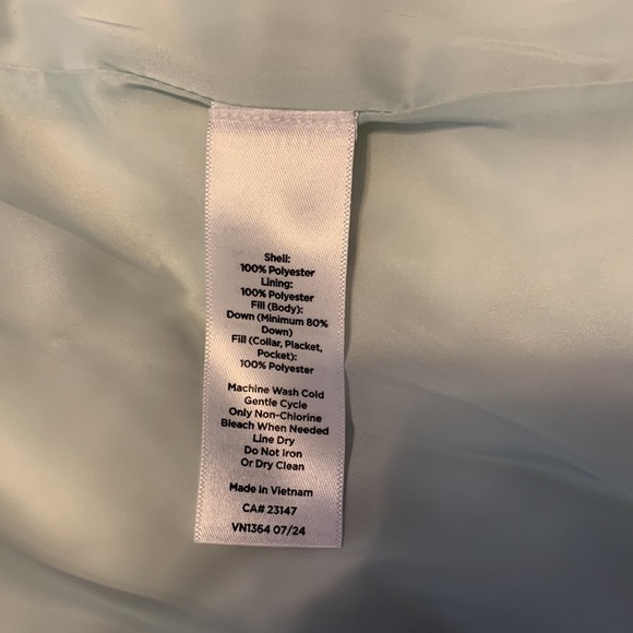 TALBOTS QUILTED DOWN PUFFER VEST PEARLIZED MINT GREEN SIZE S snowbound blue - Picture 5 of 7